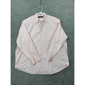 PENINSULA CLUB 2XL 18-18.5 80's Two Ply 100% Combed Cotton Pink Dress Shirt FLAW